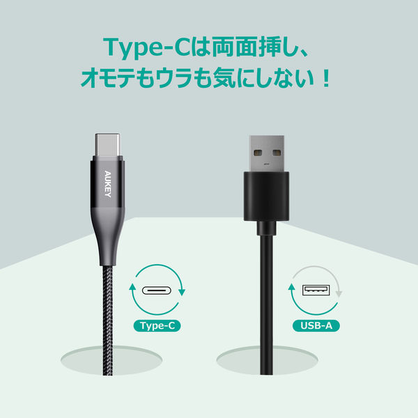USBケーブル Type-C 60W 急速充電対応 Impulse Braided 2m ブラック CB-CC20 1個