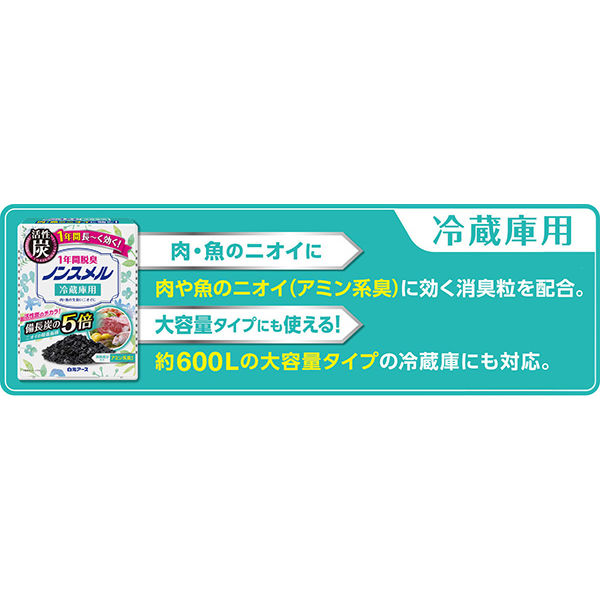 ノンスメル 冷蔵庫用 置き型 1年間脱臭 1個 白元アース - アスクル