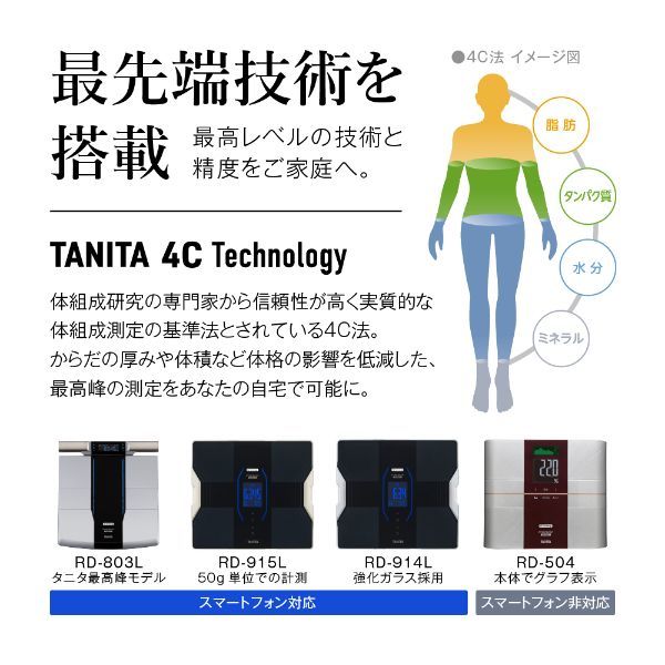 タニタ 体重計 体組成計 ブラック 50g単位 筋肉の質が分かる アプリでスマホ連動 インナースキャンデュアル RD-915L-BK 体脂肪率 筋肉量  筋質点数