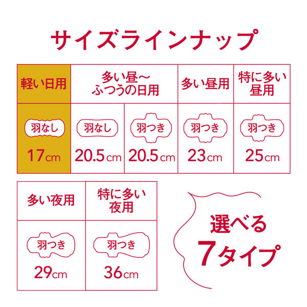 エリス コンパクトガード 羽なし 軽い日用 17cm 1セット（36枚×5個 