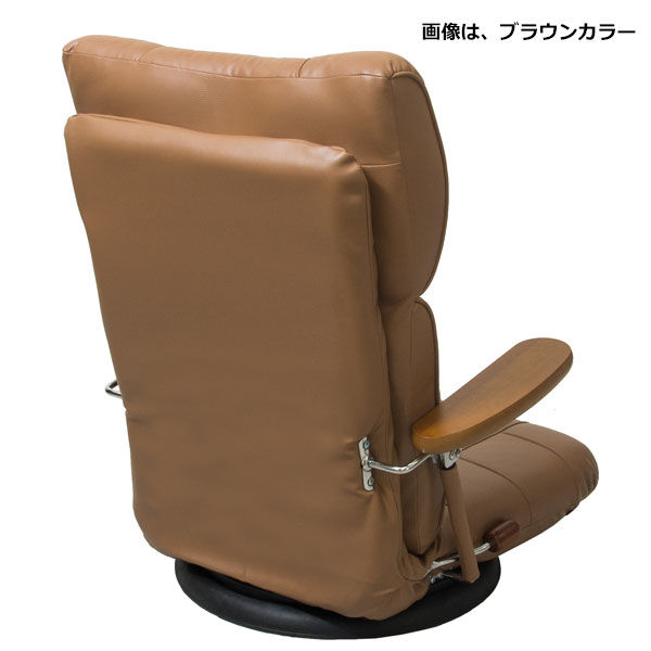 宮武製作所 木肘スーパーソフトレザー座椅子 -蓮- ブラック　（直送品）