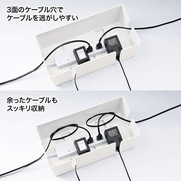 サンワサプライ ケーブル&タップ収納ボックス CB-BOXP2WN2 サンワサプライ ケーブル&タップ収納ボックス CB-BOXP2WN2