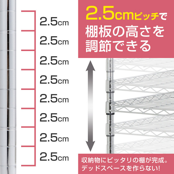 ドウシシャ ポール径19mm セット品 システムワイヤーラック 3段 幅595