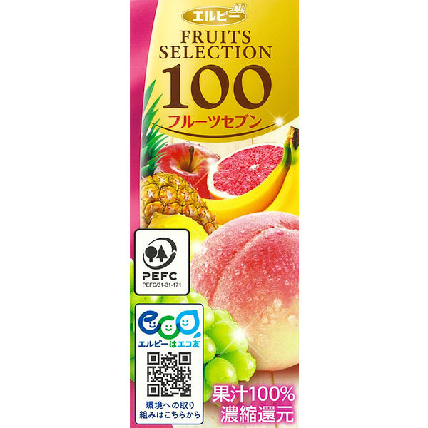 アウトレット】エルビー Fruits Selection100 フルーツセブン 200ml 1セット（48本）ジュース ミックス - アスクル