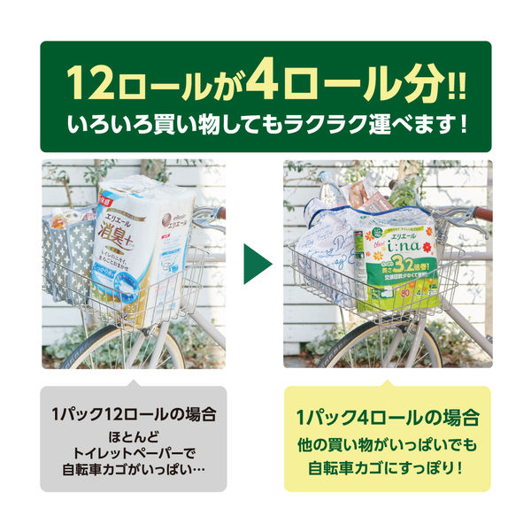 トイレットペーパー ダブル 75m 3.2倍巻き エリエール イーナ プリント 1箱(64個：4個入×16パック) 大王製紙