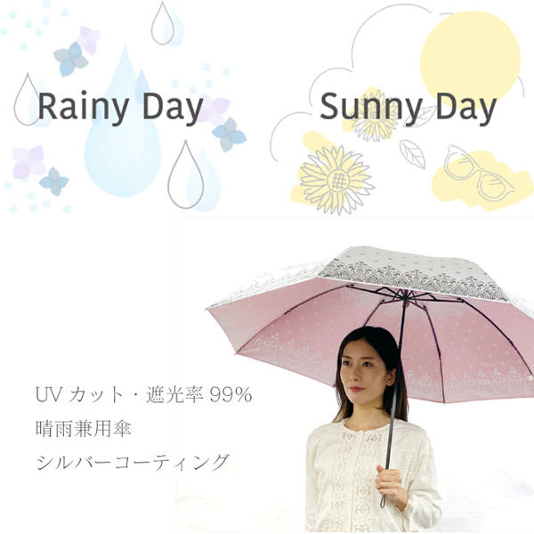 東京丸惣 UVION 晴雨兼用傘シルバーコーティング 両面プリント レース