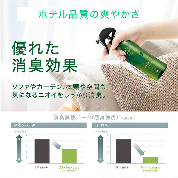 Air Forest Refresh Mist 布用 消臭芳香剤 フォレストグリーンの香り 詰め替え 540mL 1個 エステー - アスクル