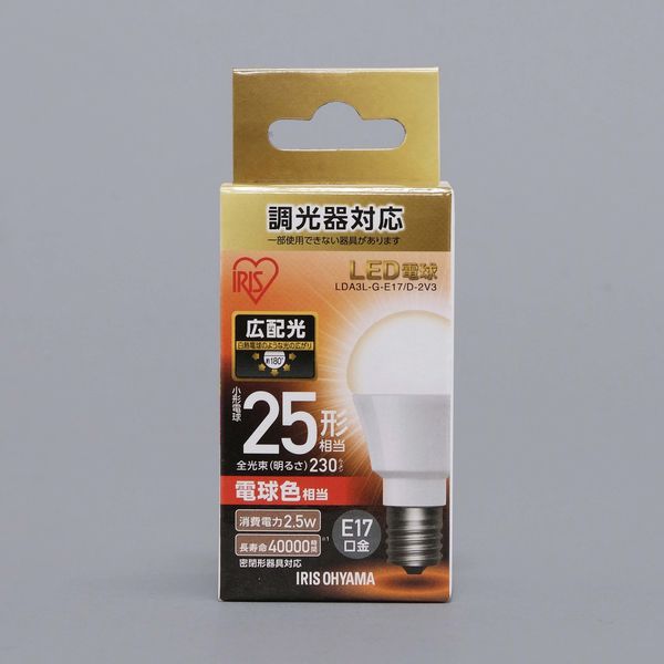 アイリスオーヤマ LED電球 E17 調光 広配光タイプ 電球色 25形相当（23