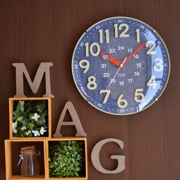 ノア精密 電波時計：アナログ電波ウォールクロック ブルー W-722 BU 1