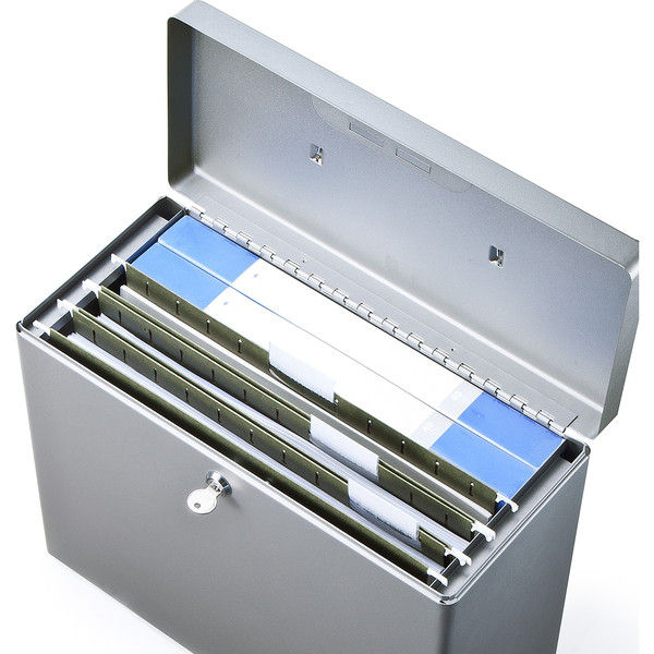 サンワダイレクト 鍵付きファイルボックス（マイナンバー対策・取手付き・書類入れ・A4ファイル収納可能） 200-SL032GY 1個（直送品）