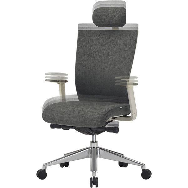 【軒先渡し】オリバー S・CN-70 オフィスチェア ヘッドレストあり ホワイト/グレー S・CN-71・H・AC・GY 1脚（直送品） オリバー CN