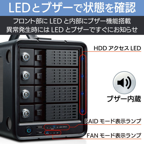 HDD (ハードディスク) 外付け 12TB 4Bay RAID バックアップ用 ハンドル 