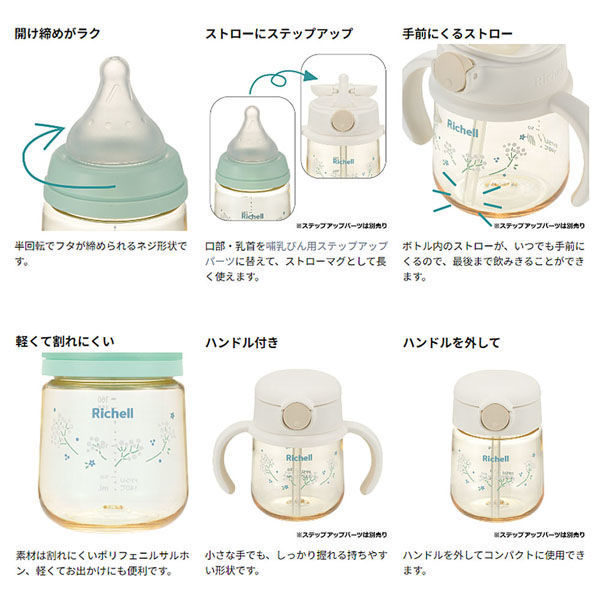 リッチェル はなえみ PPSU哺乳びん 0カ月頃から Sサイズ 160mL 4945680205344 1箱(1本入)（直送品） - アスクル