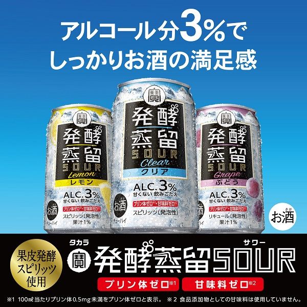 チューハイ 宝酒造 発酵蒸留サワー クリア 3％ 缶 350ml 1ケース