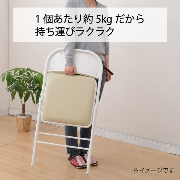 YAMAZEN 折りたたみ椅子 パイプチェア ウレタン入り ブラック