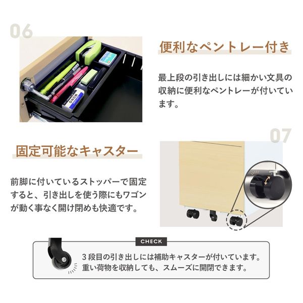 ネットフォース セレーノ スリムワゴン 3段 シリンダー錠 木目