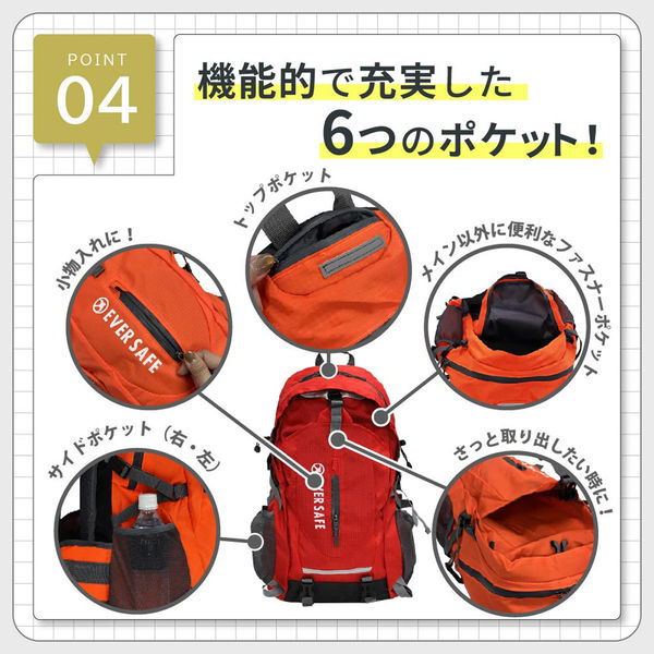 防災セット 1人用 オレンジ EVERSAFEリュック 非常用持ち出し袋