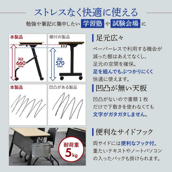 ネットフォース フー 平行スタッキングテーブル 幕板付 幅700×奥行500mm BK×WN HST-7050M-AW-BKWN 1台（直送品） -  アスクル