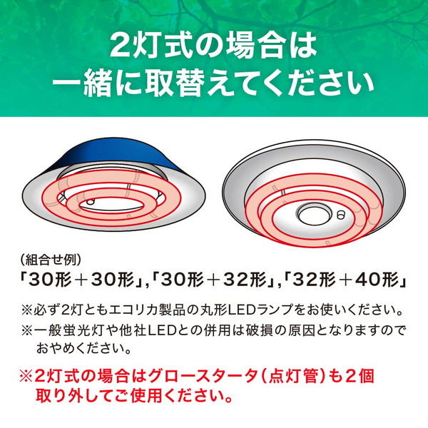 エコリカ 丸形LED 40形 昼白色 5000K 2300lm Ra83 工事不要 ECL
