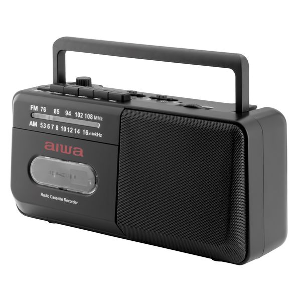 aiwa（アイワ） ラジオカセットプレーヤー ラジカセ 電池式 AM/FM（ワイドFM） GAA4-RCP0004（BK） 1台 - アスクル