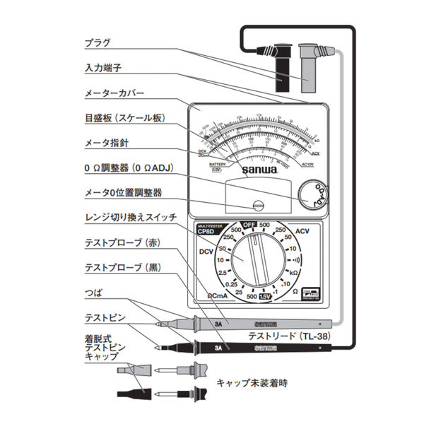 アナログマルチテスタ CP8D 1個 三和電気計器（直送品） - アスクル