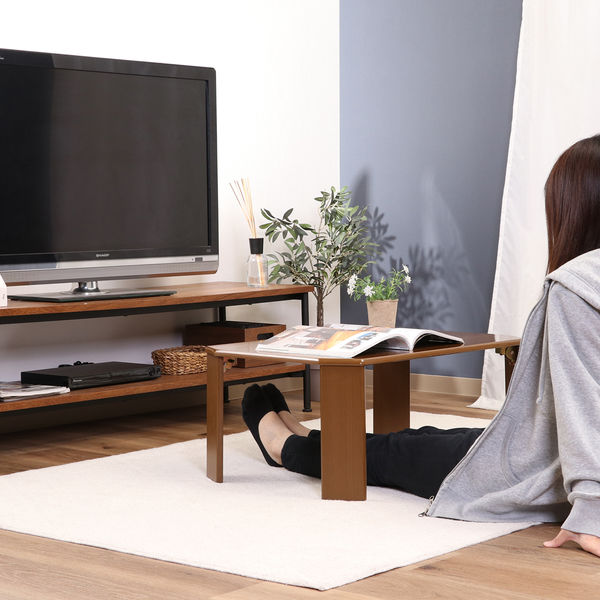 不二貿易 ウッディ ローテーブル 幅750×奥行500×高さ320mm ブラウン