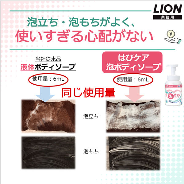 LION 介護 はぴケア 泡ボディソープ 業務用 本体 500mL ライオン