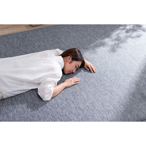 アイリスオーヤマ ラ・クッションラグ 接触冷感極厚タイプ ネイビー