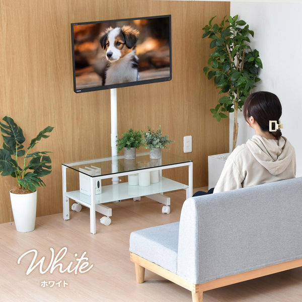 【テレビ 台 スタンド ホワイト 白色 鏡面 キャスター付】 Lize リゼ テレビスタンド テレビ台 ボード 円形 丸型 壁寄せ tv