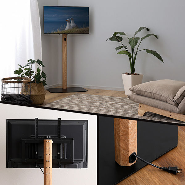 ホームテイスト 八角壁寄せテレビスタンド ハイタイプ 幅597