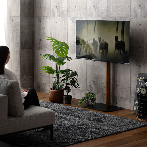 壁寄せ　テレビスタンド　ウォールナット ホームテイスト 八角壁寄せテレビスタンド ハイタイプ専用