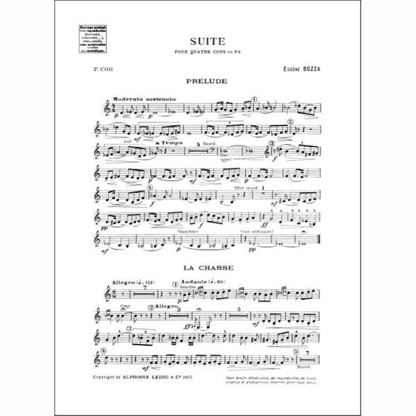 ALPHONSE LEDUC ボザ:4本のホルンのための組曲 (HORN QUARTET