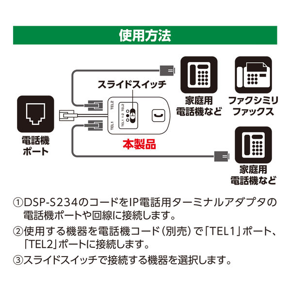 ナカバヤシ 6極2芯 電話回線2分配切替器 手動切替タイプ DSPー ナカバヤシ 6極2芯 電話回線2分配切替器 手動切替タイプ DSPー