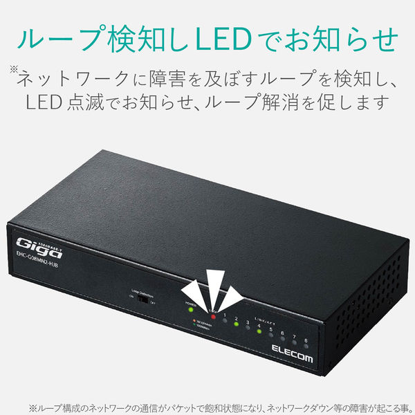 エレコム Giga対応スイッチングHub/8ポート/金属筐体/磁石付き/電源