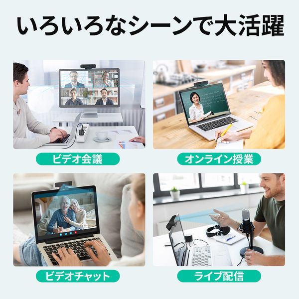 Webカメラ FHD 1080p プライバシー保護カバー付 360°回転 デュアルマイク内蔵 PC-LM7 1個 AUKEY - アスクル