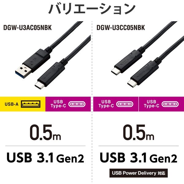 エレコム カメラ接続用USB3.1ケーブル(Type-Cタイプ)/0.5m/USB-A to