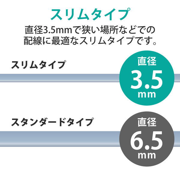 LANケーブル 1m Cat6A 爪折れ防止/スイングコネクタ/スリムケーブル LD