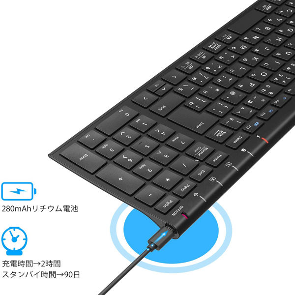 キーボード+マウスセット ワイヤレス（無線2.4G） 静音 超薄型 JIS配列