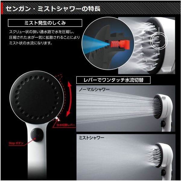 SANEI ミストストップシャワーヘッド(SENGAN) PS3062-80XAA-D 1