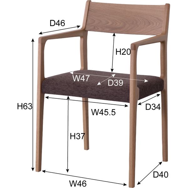東谷 アームチェア ブラウン JPC-122WAL 1脚（直送品） - アスクル