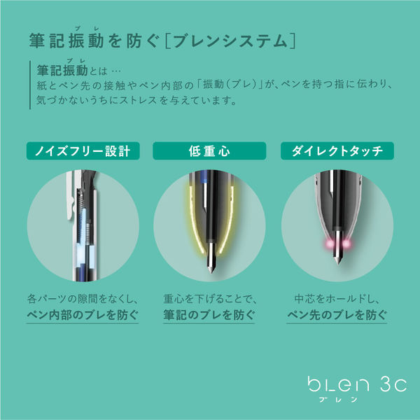 3色ボールペン ブレン3C 0.7mm グレー軸 B3A88-GR ゼブラ - アスクル