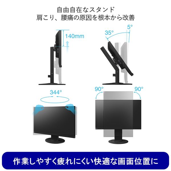 EIZO ６０．５ｃｍ（２３．８）型カラー液晶モニター ＦｌｅｘＳｃａｎ ＥＶ２４６０ ホワイト EV2460-WT 1台 - アスクル