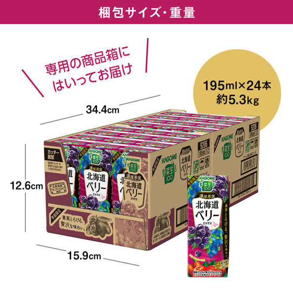 【アウトレット】カゴメ 野菜生活100 濃厚果実 北海道ベリーミックス 195ml 1箱（24本入）