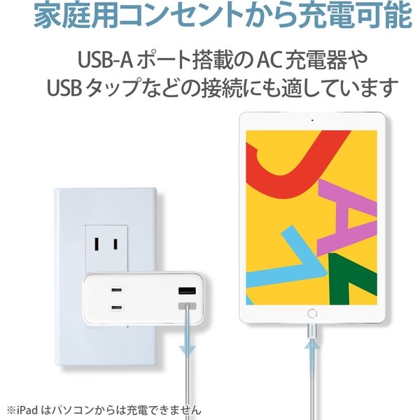 ライトニングケーブル 1.2m コネクタ・ケーブル高耐久仕様 USB(A)-Lightning ホワイト MPA-UALS12WH エレコム 1個 -  アスクル