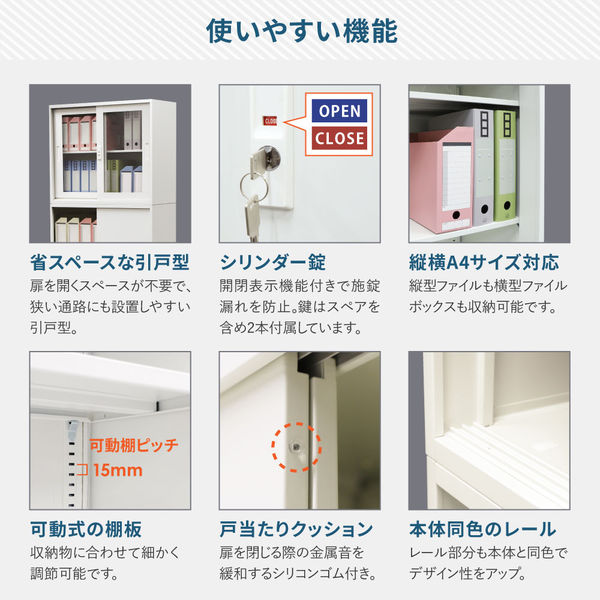 Netforce イーセンブリー アクリル引戸書庫2段+引戸書庫3段