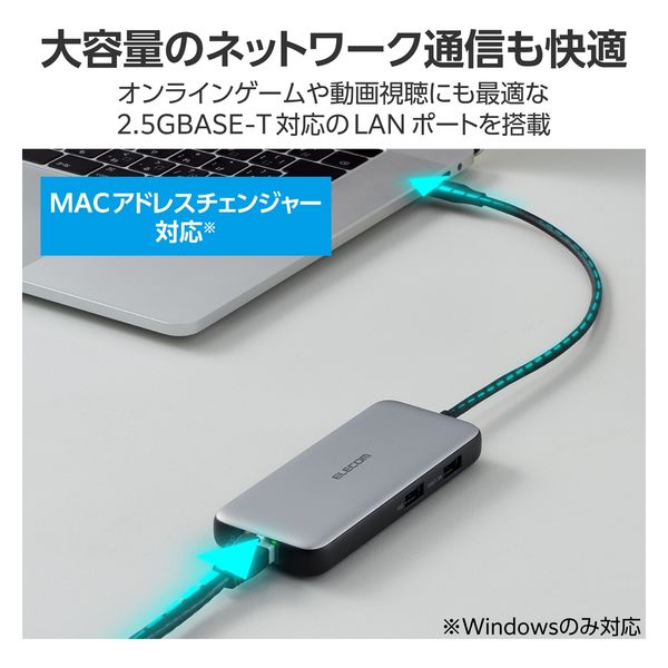 USB Type C ドッキングステーション ハブ 6-in-1 PD 85W出力 シルバー