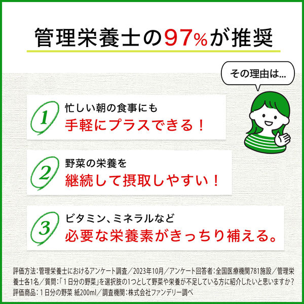 伊藤園 1日分の野菜 紙パック 200ml 1箱（24本入）【野菜ジュース】 - アスクル