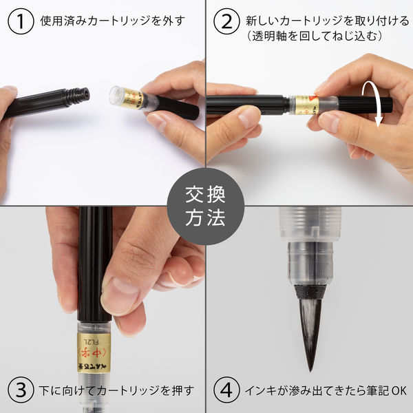 Amazon | ぺんてる 筆ペン 極細 カートリッジセット AMZ-XFL2F-R