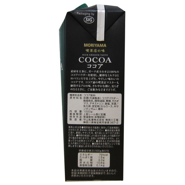 守山乳業 喫茶店の味 ココア 1000g 1箱（6本入） - アスクル