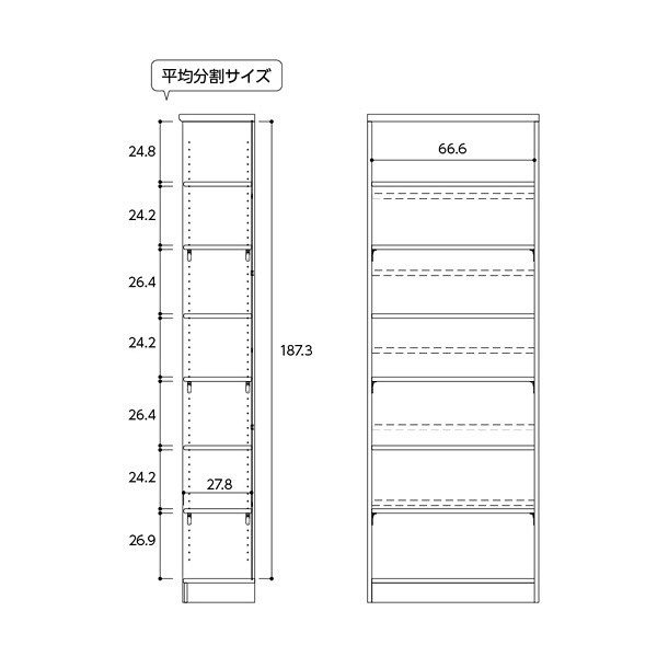 Shefit エースラック/カラーラック 標準タイプ 幅702×奥行310×高さ2000mm ナチュラル AR2070 カラーボックス 1台（取寄品）